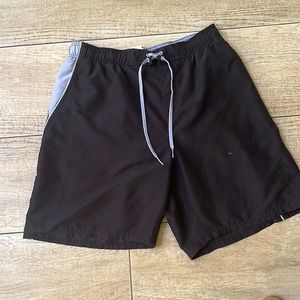 Nike Black Gray Contrast Men’s Swim Trunks Size Large